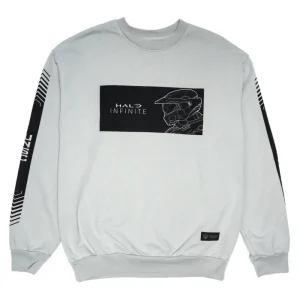 vp-metathreads Halo Infinite Deconstructed Light Gray Crewneck Sweatshirt Store