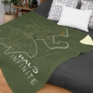 printful2 Halo Infinite Sprinting Master Chief Sherpa Blanket Best