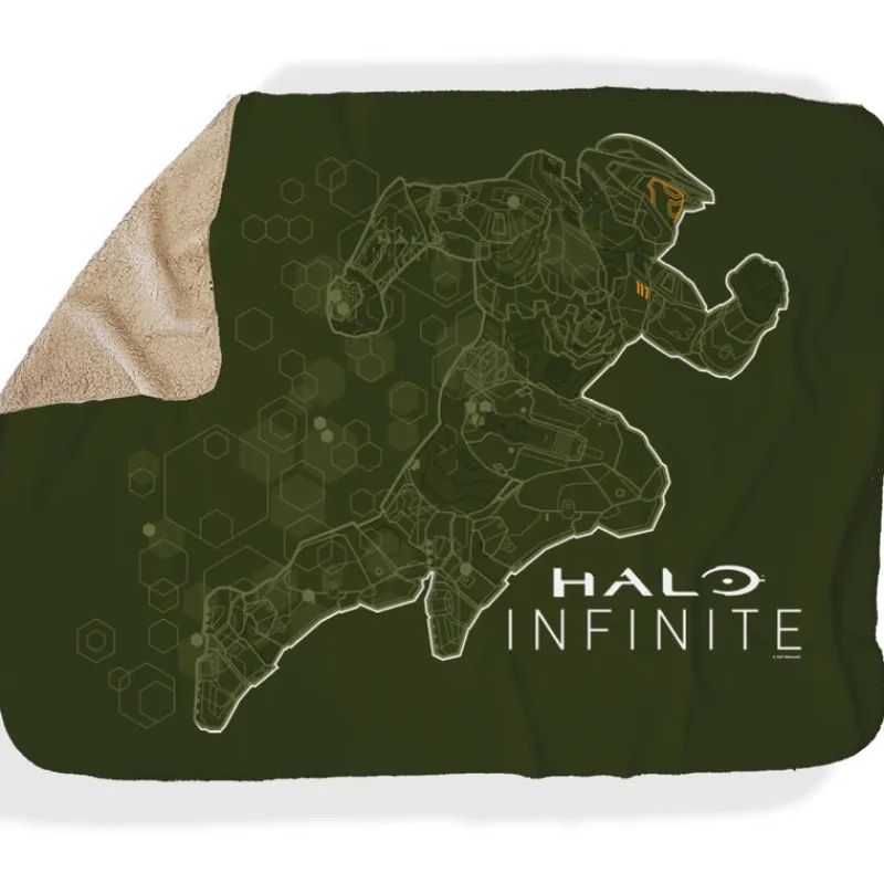 printful2 Halo Infinite Sprinting Master Chief Sherpa Blanket Best