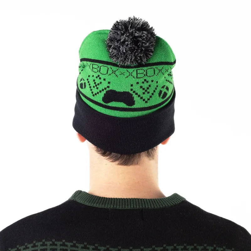 vp-bioworld Xbox Green & Black Pompom Beanie Shop